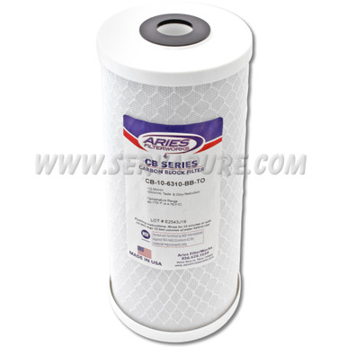 Aries Filter Works CB-10-6310-BB-TO, 10 Micron Coconut Shell Carbon Block Filter, 4.5'' x 10''