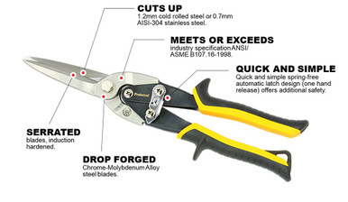 Long Cut Proferred Aviation Snips, Tpr Grip