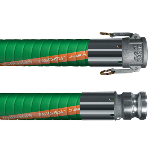 Continental ContiTech Fabchem 1 1/2 in. 200 PSI Chemical Transfer Hose w/ Stainless Steel Female Coupler x Male Adapter Ends