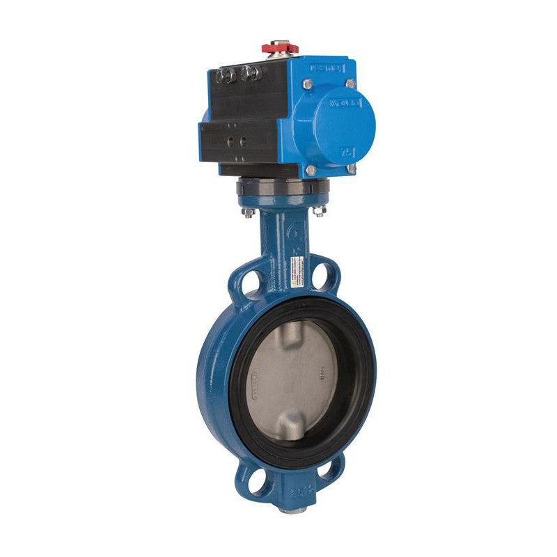 2 Inch Bonomi DAN500S Butterfly Valve, Wafer Style, Cast Iron Body, Stainless Steel Disc, EPDM Seat, Double Acting Pneumatic Actuator
