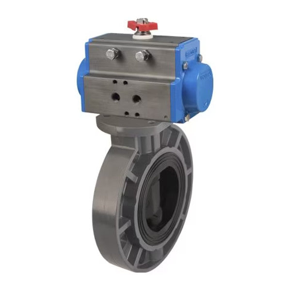 Bonomi DAPVCBFVE PVC Wafer Style Butterfly Valve, Double Acting Actuator