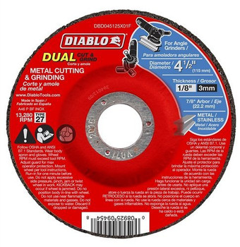 Diablo DBD045125X01F 4-1/2" Type 27 Metal Dual Cut and Grind Disc