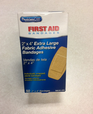 2" x 4" X-Large Fabric Bandages 50 Per Box 1-470