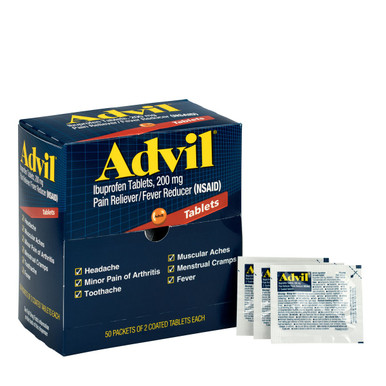 Advil Ibuprofen Medication, 50 Doses of Two Tablets, 200 mg 15000