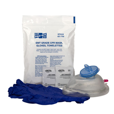 CPR Mask (EMT Grade), 2 Gloves, 2 Wipes 21-700