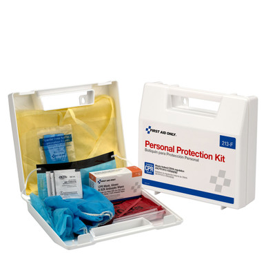 Personal Protection Kit, BBP (Blood borne Pathogen) Spill Clean Up Apparel Kit with CPR Pack, Plastic Case 213-F