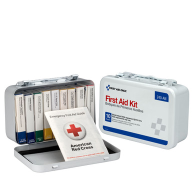 10 Unit First Aid Kit, Metal Case 240-AN