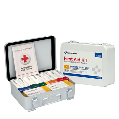 16 Unit First Aid Kit, ANSI A, Metal Case 90568