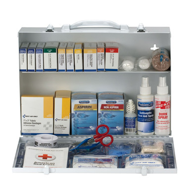 75 Person 2 Shelf First Aid Metal Cabinet, ANSI A+, Type I & II, with Medications 90572