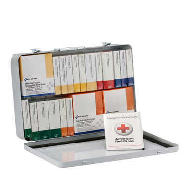 75 Person 36 Unit First Aid Kit, ANSI A+ Compliant with BBP (Blood borne Pathogen) Pack, Weatherproof Steel Case, Type III 90700