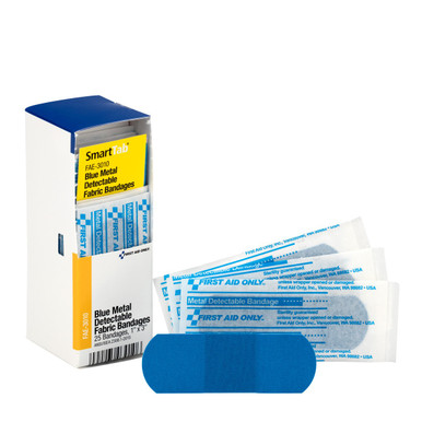 SmartCompliance Refill 1"x3" Blue Metal Detectable Bandages, 25 Per Box FAE-3010