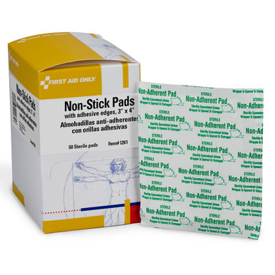 3"x4" Non-Adherent Pads with Adhesive Edges, 50 Per Box I261