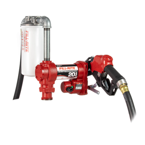 Fill-Rite FR4210HBFQ 12V DC High Flow Pump Kit w/ Hose, Nozzle and Filter - 20 GPM