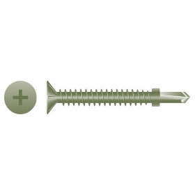 #8-18 x 2-1/4" Phillips Flat Head w/ Nibs & Wings Fiber Board Screws, Self Drilling #2 Point, Ruspert Coating (3000/Bulk Pkg.)