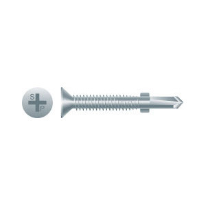 #12-24 x 2-1/4" Phillips Flat Head Reamer w/Wings Self-Drilling Screw, #3 Zinc Plated (1500/Bulk Pkg)