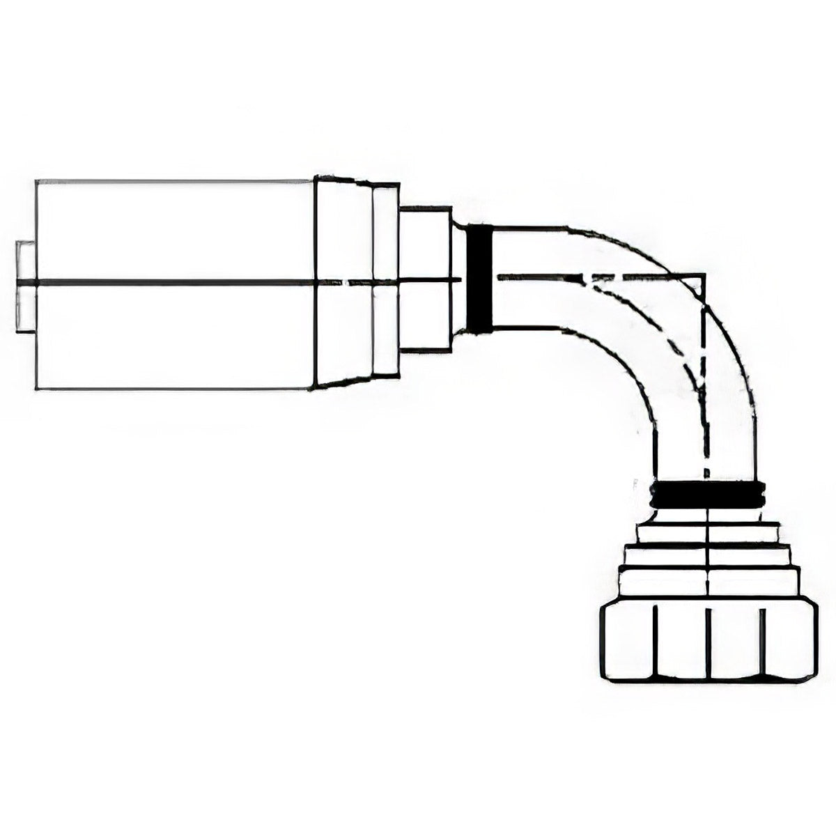 5/8 INCH HOSE X 1 INCH - 14 ORFS FEMALE ELBOW - 90 SWIVEL