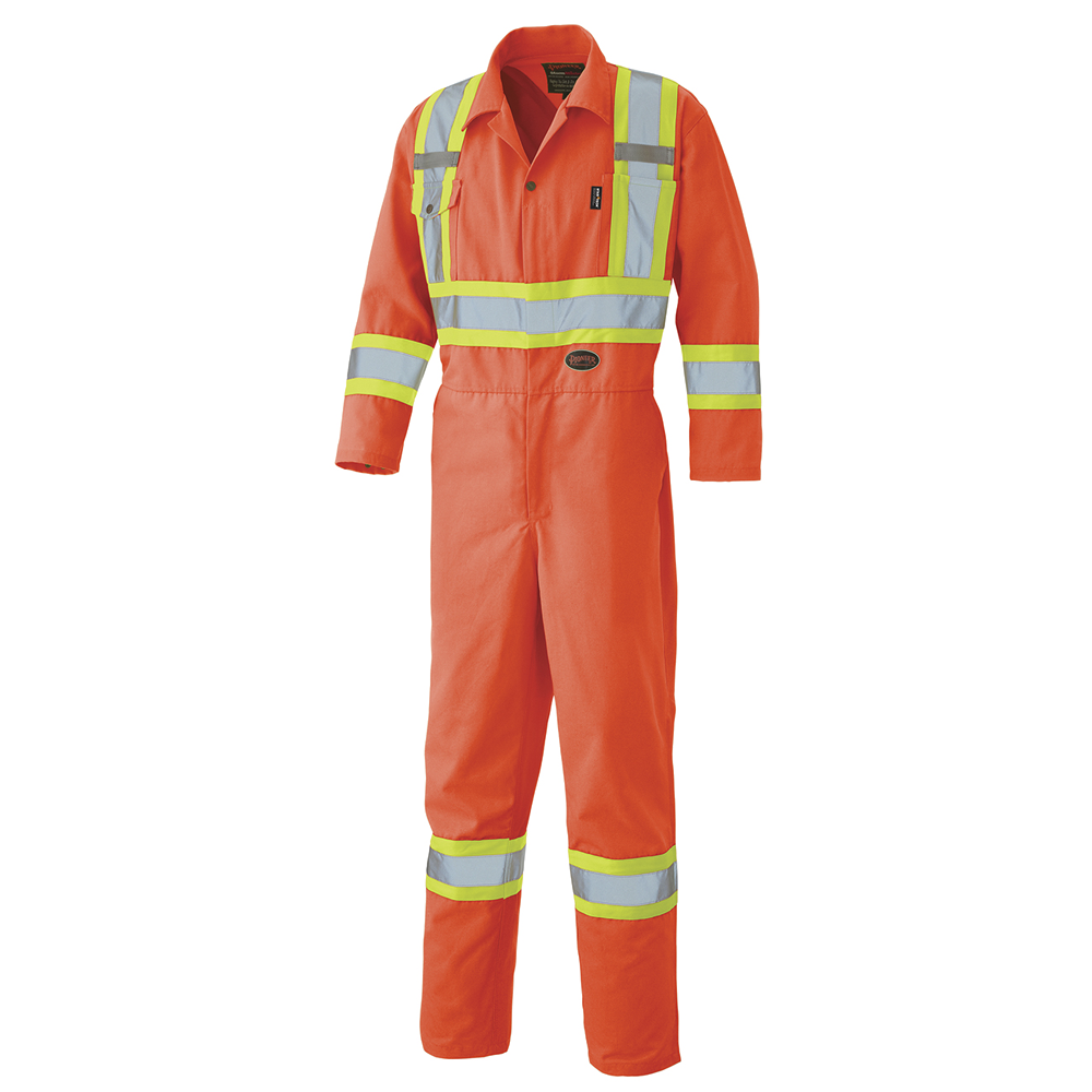 Pioneer HI-VIZ SFTY COVERALLS - POLY/COTTON TWILL - LEG ZIPPERS - TALL - HV ORANGE - XL