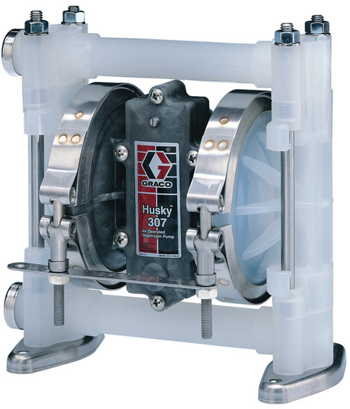 Graco Husky 307 3/8 in. NPT Polypropylene Air Diaphragm Pump w/ TPE Diaphragms & Balls, Polypropylene Seats