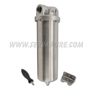 HydroScientific, T1-304-10, 10" 304 Stainless Steel Single Filter Cup Housing, DOE, 1" In/Out