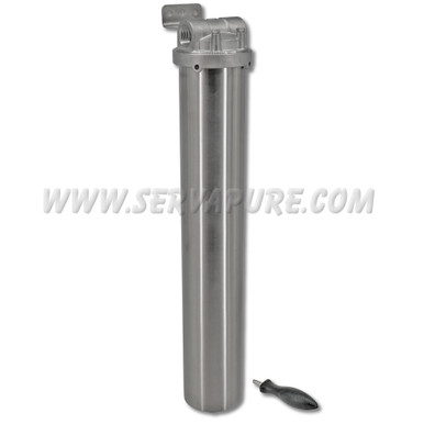 HydroScientific, T2-304-10, 20" 304 Stainless Steel Single Filter Cup Housing, DOE, 1" In/Out