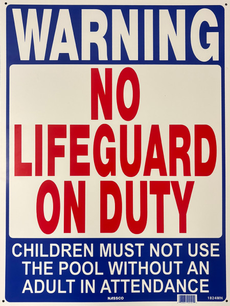 Minnesota Warning No Lifeguard on Duty Sign 18 x 24 Inch PVC 1824MN