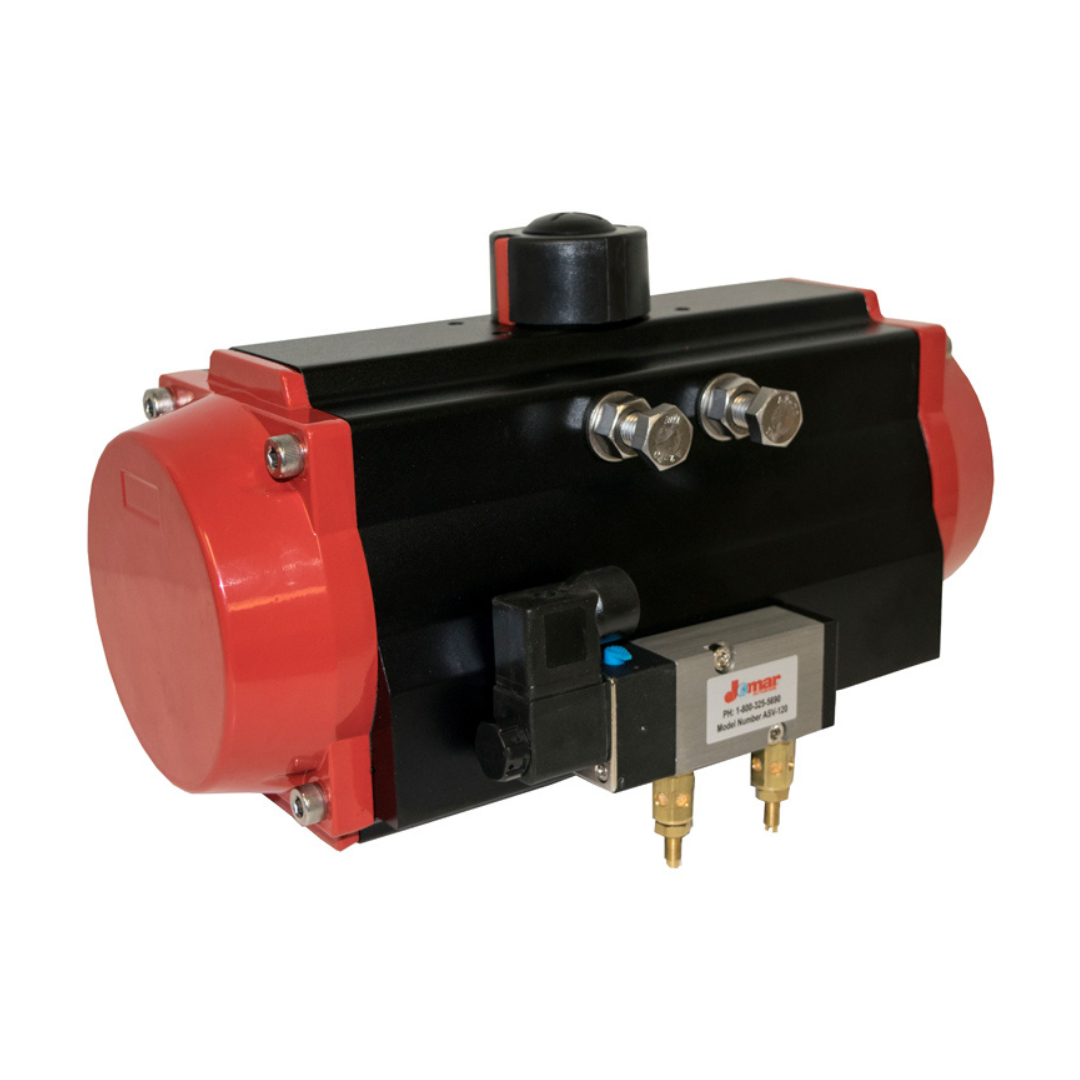 Jomar JV-270-SR Pneumatic Actuator, Rotary Rack, Pinion Design, Dual Travel Stops, Spring Return
