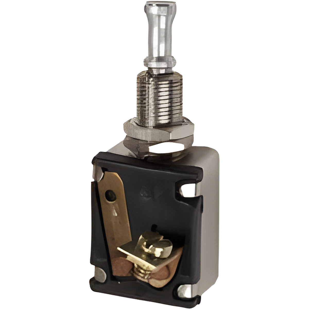 CHROME KNOB PUSH/PULL - SINGLE POLE VERTICAL, NON FUSED FOR GROUNDED FRAME