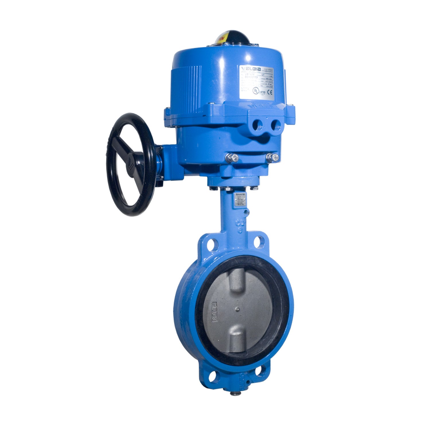 2 Inch Bonomi MEN500S Metal Electric Actuated Butterfly Valve, Wafer Style, Cast Iron Body, EPDM Seat, Stainless Steel Disc