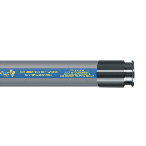 Novaflex 6403 FDA UHMW Tube EPDM 200 PSI Food Suction & Discharge Hose w/ Tri-Clamp Ends