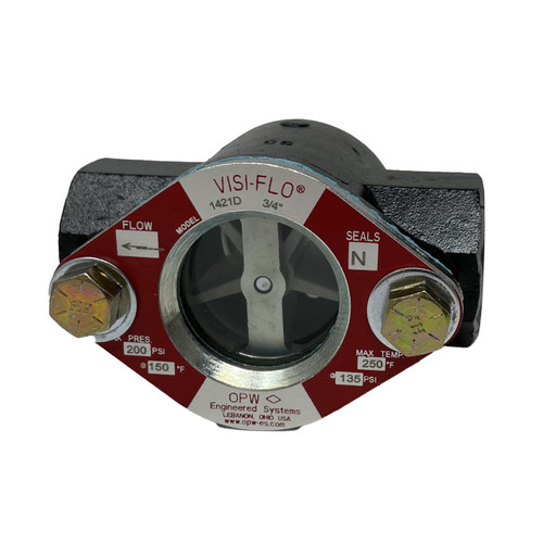 OPW VISI-FLO 1400 3/4 in. FNPT Carbon Steel Sight Flow Indicator w/ Neoprene Seal - Propeller