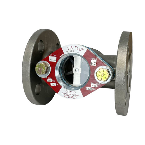 OPW VISI-FLO 1500 3 in. ANSI 150 lb. Flange 316 Stainless Steel Sight Flow Indicator w/ Fluorocarbon Seal - Bi-Directional Flapper