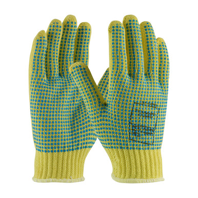 Yellow XL 100% Kevlar, 7 Gg, M. Wgt, ANSI2 Dots 2 Sides/Extended Cuff Gloves made with Kevlar Brand Fiber 1 Dozen 08-K350PDD/XL