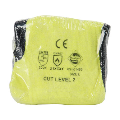 Yellow XS G-Tek KEV, Yellow 13G Kevlar/Lycra, Black Nitrile Smooth Grip, Vend Pk Gloves made with Kevlar Brand Fiber 1 Pair 09-K1450V/XS