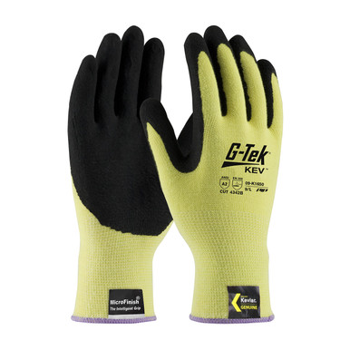 Yellow XXL G-Tek KEV, 13G Seamless Knit Yellow Kevlar, Nitrile MicroFinish Grip A2 Gloves made with Kevlar Brand Fiber 1 Dozen 09-K1650/XXL