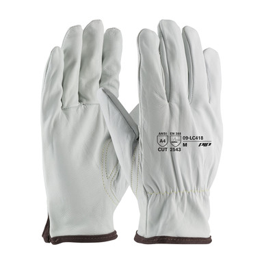 Natural M Goatskin Leather Drivers, 13 Gauge Aramid Cut Liner, Keystone Thumb A4 Leather Gloves with Cut Lining 1 Dozen 09-LC418/M
