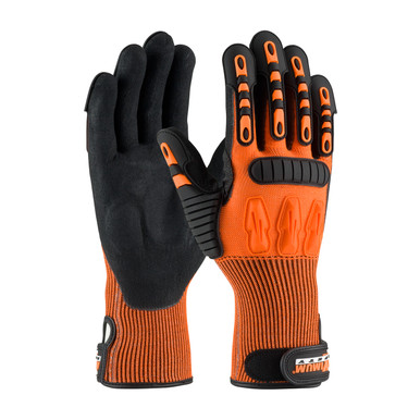 Hi-Vis Orange XL Maximum Safety TuffMax3, Nitrile MS Coated Padded Palm, Impact TPR, A4 Oil & Gas Gloves 1 Pair 120-5150/XL
