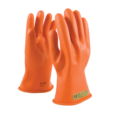 Orange 11 NOVAX, Insulating Glove, Class 00, 11 In., Orn., Straight Cuff Novax Rubber Insulating Gloves 1 Pair 147-00-11/11