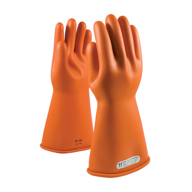 Orange 12 NOVAX, Insulating Glove, Class 1, 14 In., Orn., Straight Cuff Novax Rubber Insulating Gloves 1 Pair 147-1-14/12