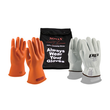 Orange 11-KIT NOVAX, Insulating Glove Kit, Class 0, 11 In., Orn., Straight Cuff Novax 11-inch Glove Kit 147-SK-0/11-KIT