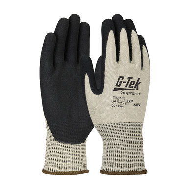Tan L G-Tek Suprene, Tan 13G Nano Shell, Nitrile MicroSurface Grip, A4 Gloves with Suprene Nanotech Fiber 1 Dozen 15-210/L