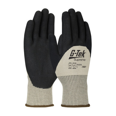 Tan XS G-Tek Suprene, Tan 13G Nano Shell, 3/4 Nitrile MicroSurface Grip, A4 Gloves with Suprene Nanotech Fiber 1 Dozen 15-215/XS