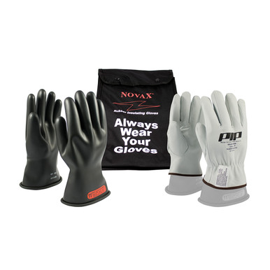 Black 7-KIT NOVAX, Insulating Glove Kit, Class 0, 11 In., Blk., Straight Cuff Novax 11-inch Glove Kit 150-SK-0/7-KIT