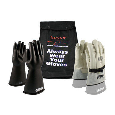 Black 11-KIT NOVAX, Insulating Glove Kit, Class 1, 14 In., Blk., Straight Cuff Novax 14-inch Glove Kit 150-SK-1/11-KIT