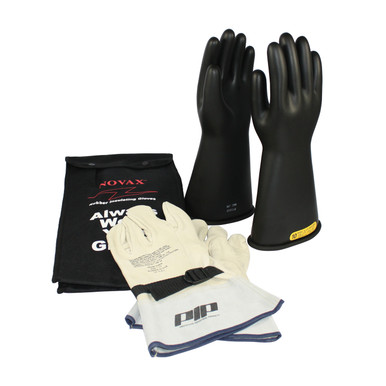 Black 10-KIT NOVAX, Insulating Glove Kit, Class 2, 14 In., Blk., Straight Cuff Novax 14-inch Glove Kit 150-SK-2/10-KIT