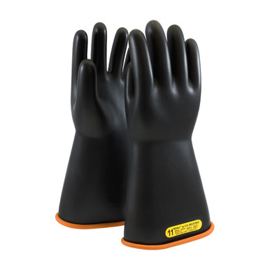 Black 8 NOVAX Insulating Glove, Class 2, 14 In., Blk./Orn., Straight Cuff Novax Rubber Insulating Gloves 1 Pair 155-2-14/8