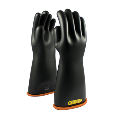 Black 8 NOVAX Insulating Glove, Class 2, 16 In., Blk./Orn., Straight Cuff Novax Rubber Insulating Gloves 1 Pair 155-2-16/8