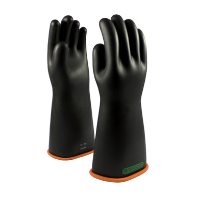 Black 12 NOVAX Insulating Glove, Class 3, 16 In., Blk./Orn., Straight Cuff Novax Rubber Insulating Gloves 1 Pair 155-3-16/12