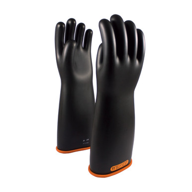 Black 10 NOVAX Insulating Glove, Class 4, 18 In., Blk./Orn., Straight Cuff Novax Rubber Insulating Gloves 1 Pair 155-4-18/10