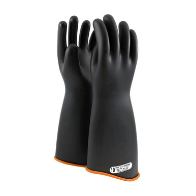 Black 10 NOVAX Insulating Glove, Class 1, 18 In., Blk./Orn., Contour Cuff Novax Rubber Insulating Gloves 1 Pair 158-1-18/10