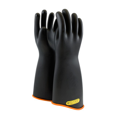 Black 9 NOVAX Insulating Glove, Class 2, 18 In., Blk./Orn., Contour Cuff Novax Rubber Insulating Gloves 1 Pair 158-2-18/9